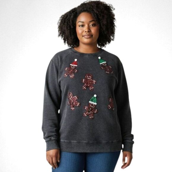 WHITE BIRCH Sequin Gingerbread Man Sweatshirt! NWOT! 2X - Picture 2 of 10